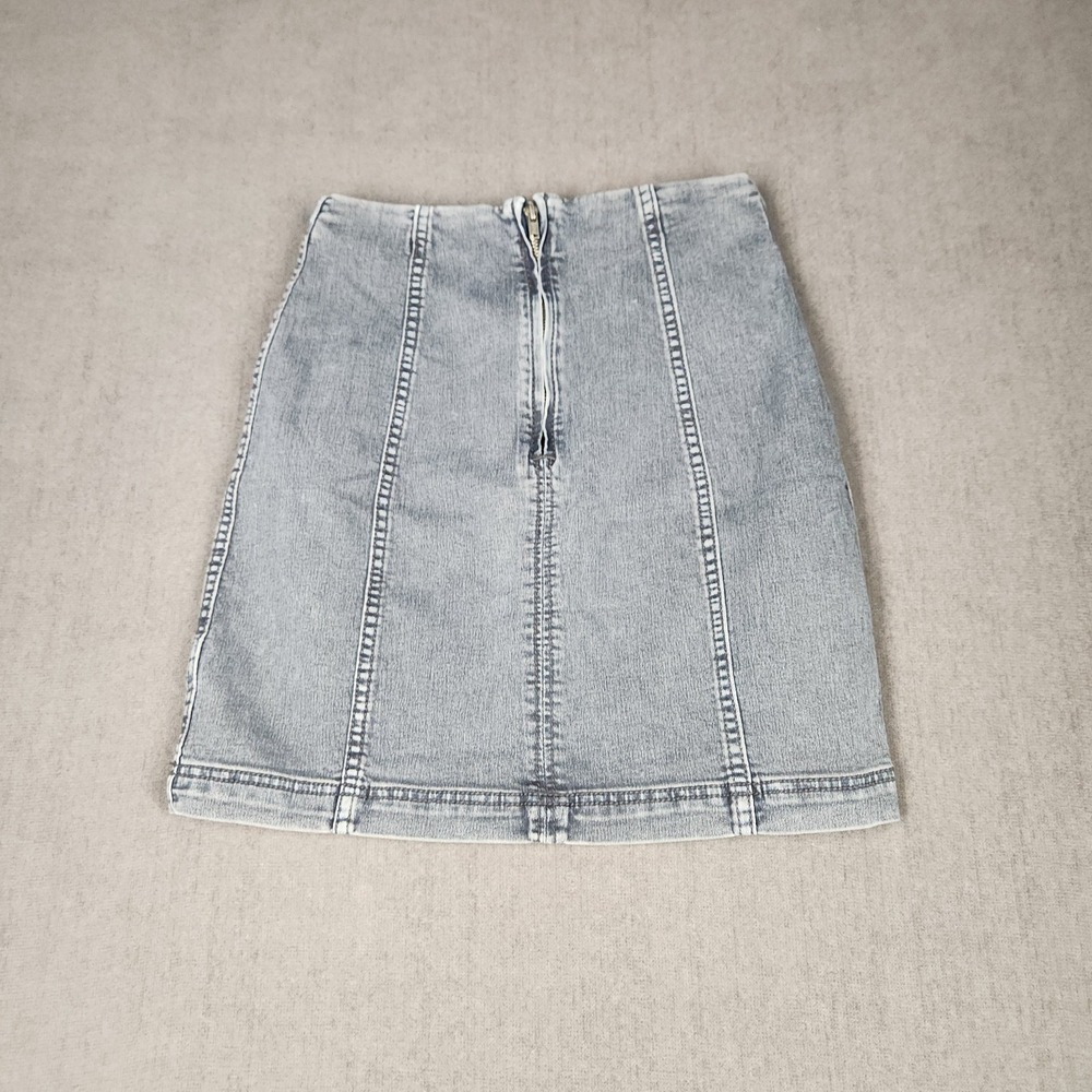 Free‎ People Skirt Femme Novelty Womens Size 2 Mini Denim Gray Stretch - Picture 2 of 6